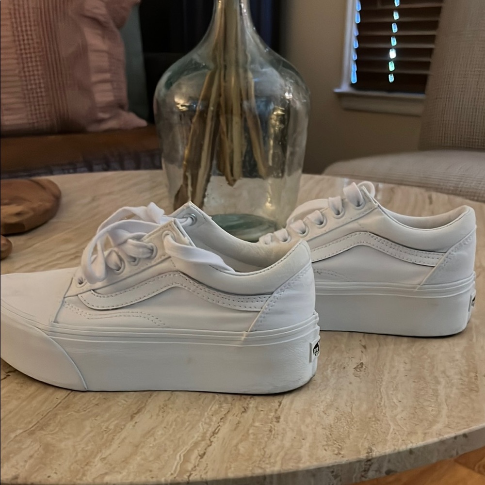 Vans Women's White Platform Sneakers - Picture 3 of 4